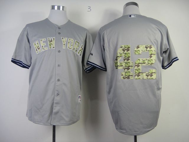 Men New York Yankees #42 Rivera Grey Camo MLB Jerseys